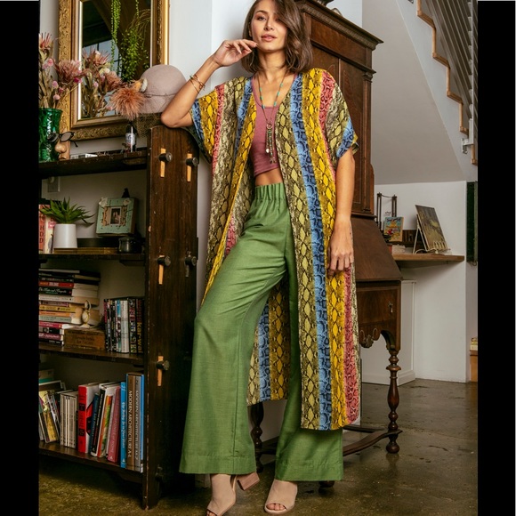 NWT Snake Print Long Kimono MADE IN USA - Picture 2 of 8